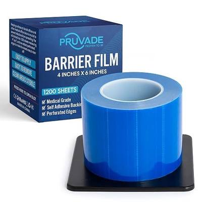 Blue Barrier Film 4” x 6” - Self Adhesive Protective Film | 1 Box, 1200 Sheets | Universal Dental Instruments Tape Protects Equipment, Makeup, Microblading, Home Surfaces, Roll & Dispenser Box