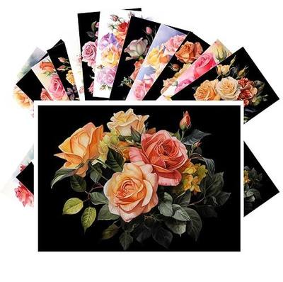 PIXILUV Vintage Postcards (24pcs 4"x6") Whispers of Spring: A Charming Collection of Watercolor Rose Postcards, Perfect for Sharing Warm Wishes and Blossoming Affections