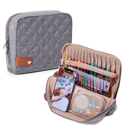 MYBAGZING Empty Crochet Hook Case - Stand Up Organizer with 30 Slots for Hooks & Needles, Accessories - Needles Set for Lovers, Kit for Beginners
