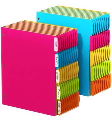 3 Ring Binder Dividers with Tabs, 100PCS/20 Set Plastic Dividers, 5 Tab | for 3 Ring Binder, 3 Hole Punch Color Pages, File Dividers with Tabs,Tabbed Index