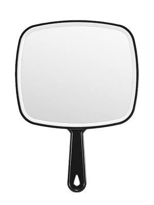 12.4" Lx 9" W Handheld Mirror, Wide View Shower Mirror, Black | Hangable, Hand Salon Mirror with Handle, Barber mirror,Distortion-Free, Hand Mirror for Men and Women, for Makeup, Shaving