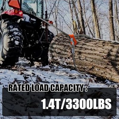 YATOINTO Single Leg Wire Rope Sling 1.4T/3300LBS Rated Load 8 FT Length 3/8 inch Dia Flemish Eye Loop to Heavy-Duty Thimble with Sliding Choker Heavy Duty Rigging Cable for Lifting and Towing Log