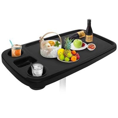 Removable Boat Table, 34X18 inch Rectangular Pontoon Boat Table Marine RV Table Top, Large Top with Built-in Cup Holders Phone Holder ABS Waterproof and Anti-Aging (Black)
