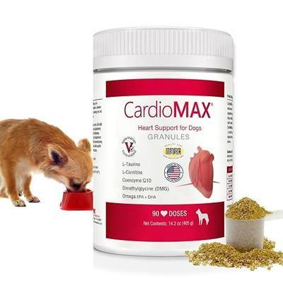 Heart Support Granules for Dogs – Vet-Formulated, Antioxidant-Rich- L-Taurine, L-Carnitine, EPA, DHA, CoQ10- Aids Circulatory Strength, Cardiovascular Support, Heart Muscle Function-USA Made- 90 Doses
