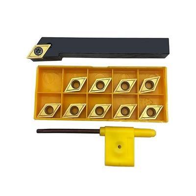 GBJ SDJCR1212H11 Tool Holder Set Precise CNC Metal Turning Cutting | 1/2in SDJCR1212H11 holder plus 10pcs multilayer coated DCMT32.51/DCMT11T304 carbide inserts for CNC lathe turning