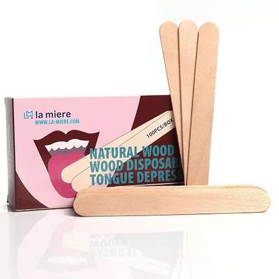 100P 6" Wood Tongue Depressors Non-Sterile Large Applicator Sticks