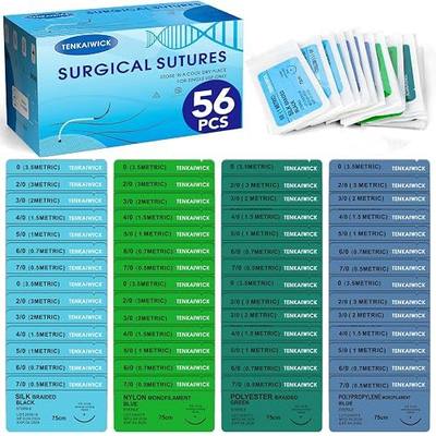 TENKAIWICK Suture Practice Thread and Needles for Medical Students Training Only (56 Packs)