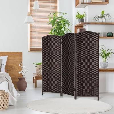 HALLYBEE Short Room Divider Folding Privacy Screens,3 Panel Dark Mocha | Partition Room Dividers,4FT Temporaray Wall Divider,Room Divider Panel,Space Separation Separator,Divider for Bedroom