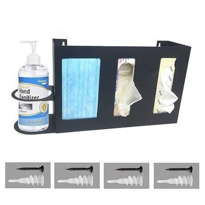 Steel Sanitizing Station Dispenser Stand Wall Mounted Organizer | for Face Masks, Glove Box and Hand Sanitizer or Others in Office, Gym, Schools, Hospital, Laboratory or other Public Sites