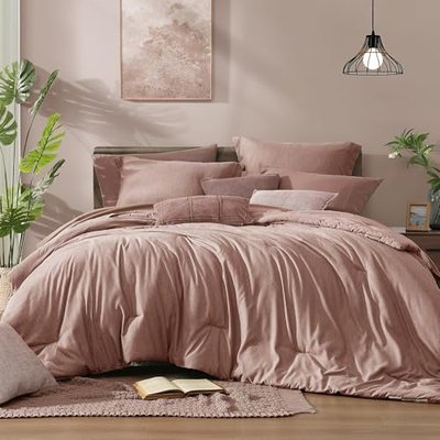 Monbix Queen Comforter Set - 7 Pieces Cationic Dyeing Sage Green Bed in a Bag Queen Bedding Sets with Comforter, Sheets, Pillowcases & Shams, Reversible Bedding Comforters Sets