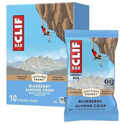 CLIF BAR - Energy Protein Bars - Blueberry Almond Crisp - Made with Organic Oats - Energy Bars - Non-GMO - (10 Pack)
