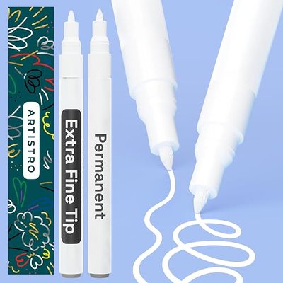ARTISTRO 6 Black & White Permanent Markers, Oil Based Paint Markers Dual Tip (0.7mm+3mm), Waterproof Paint Pens for Rock Painting, Ceramic, Glass, Wood, Tire, Fabric & More 3+3