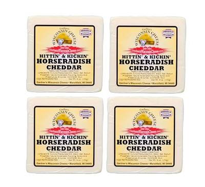 Gardner's Wisconsin Cheese, Artisan Cheese 4 Packs (Horseradish Cheddar) (6 Ounces Per Block) - Artisan Cheese Made in Wisconsin, Perfect for Grilling, Barbecues, and Holidays!