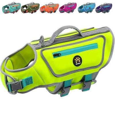 Dog Life Vest, Good Visibility Pet Swimming Vest for Boating XS | Dog Life Vest Reflective Stripes and Rescue Handle, Adjustable High Flotation Puppy Swim Vest for Small Medium and Large Dogs