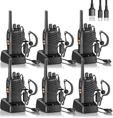 Walkie Talkies Long Range with Earpieces,16 Channel Walky Talky Rechargeable Handheld Two Way Radios with Flashlight and USB Charging Base for Adults Family Outdoor(6 Pack)