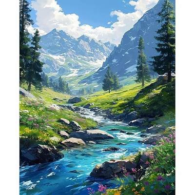 HITO Mountain Paint by Number for Adults-Landscape Paint by Numbers for Adults Beginner, Mountains Paint by Numbers for Gift Home Wall Decor (Mountain, 16x20 inch)
