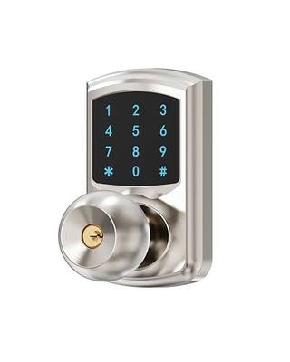 HIDALIFE Keyless Entry Door Lock with Code, Keypad Door Lock with Handle, Touchscreen Door Knob with Keypad, Electronic Door Lock, Auto-Lock, Satin Nickel, HL-668K 1pack
