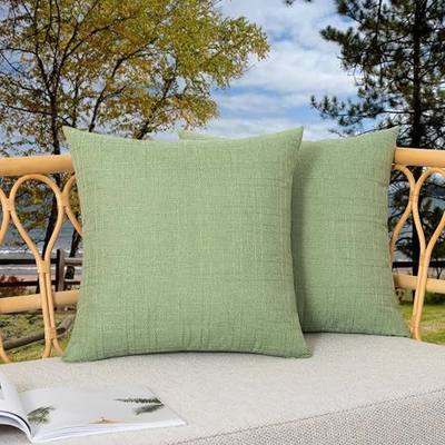 Kevin Textile Pack of 2 Outdoor Waterproof Pillow Covers Spring Decorative Farmhouse Throw Pillow Covers Couch Pillow Covers Spring for Patio Tent Bed Sofa Living Room 18x18 Inch Sage Green