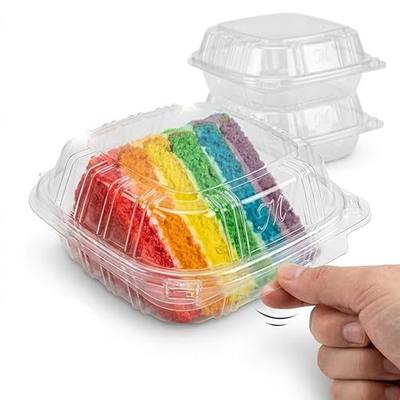 Mr Miracle Clamshell Containers - Clear Disposable Plastic To-Go, Leak-Resistant and Durable for Delivery like Uber Eats, Ideal for Cakes, Salads, Small Sandwich, Personalizable (5" X 5" - 100 Count)