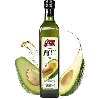 LEIBERS 100% Pure Avocado Oil for Cooking, Kosher, 16.9 Fl Oz Glass Bottle | Vegan, Cold-pressed, High Smoke Point for High Heat Frying & Baking, Rich Smooth Flavor, Salad Dressings, Skin & Hair Care.