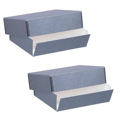 Lineco, 9.5 x12.5 inch Archival Print Storage Box, 3" Deep, Gray, Pack of 2 | Holds 9" x 12" items, Drop Front Design with Reinforced Corners, Storing and Organizing Photographs, Documents and Papers
