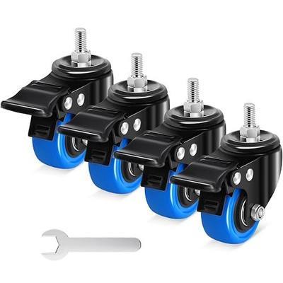 Stem Caster Wheels 2 Inch, Heavy Duty Threaded Stem Casters, 3/8"-16 x 1 (Screw Diameter 3/8", Length 1") Swivel Casters Set of 4 with Safety Dual Locking Wheel for Furniture and Cart