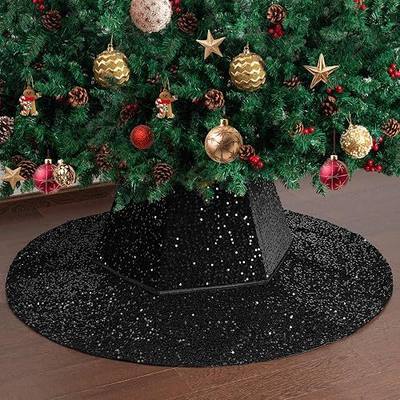 Mr. Pen- Sequin Christmas Tree Skirt and Tree Collar | 36 Inch Sparkly Base Cover, 24.8 Inch Foldable Sparkling Sequin Trees Skirt Collar
