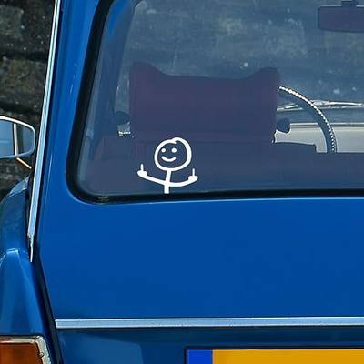 KITUREK Car Fuck You Meme Vinyl Sticker Decal, White, Small | Funny Personalised Cartoon Middle Finger Sticker, Fit for Cars Windows Bumpers Trucks Motorcycles or Any Other Smooth Surface