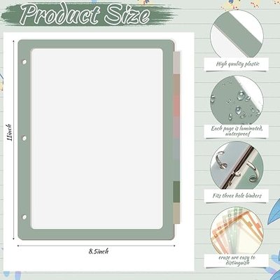 4 Sets 8 Tab Binder Dividers for 3 Ring 8.5 x 11 Inch Plastic Binder Dividers with Tabs Multicolor Letter Size Page Dividers 3 Hole Punch Clear File Organizer for School