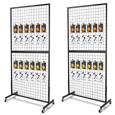 NectaCol Grid Wall Panels, 2 Packs 3'x 6' Grid wall Panels Stand with T-Base, Black Wire Gridwall Display Rack, Craft Show Display Rack, Art Gridwall Display Stand