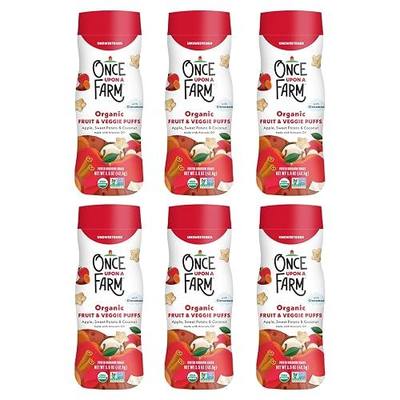 Once Upon A Farm Apple, Sweet Potato & Coconut Puffed Sorghum Snack, Fruit & Veggie Puffs, Non GMO, 1.5 Ounces (Pack Of 6) | Once Upon A Farm Organic Apple, Sweet Potato & Coconut Puffed Sorghum Snack, Fruit & Veggie Puffs, Non GMO, 1.5 oz, 6ct
