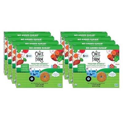 Once Upon A Farm Organic Toddler Soft Baked Bar, Apple, Sweet Potato and Spinach, Tractor Wheels Shaped, Non GMO, Kosher, 3.35 Ounces (Pack of 8) | Once Upon A Farm Organic Tractor Wheels Bar, Apple, Sweet Potato and Spinach, Non GMO, Kosher, 3.35 Ounces, 8 Pack
