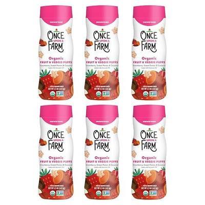 Once Upon A Farm Strawberry, Coconut & Sweet Potato Puffed Sorghum Snack, Fruit & Veggie Puffs, Non GMO, 1.5 Ounces (Pack Of 6) | Once Upon A Farm Organic Strawberry, Coconut & Sweet Potato Puffed Sorghum Snack, Fruit & Veggie Puffs, Non GMO, 1.5 oz, 6ct