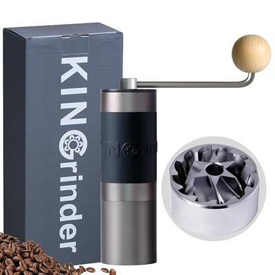 【Gray】KINGrinder K1 Manual Coffee Grinder Straight Handle Stainless Burr | Supports grind settings for various brewing methods such as pour-over and espresso