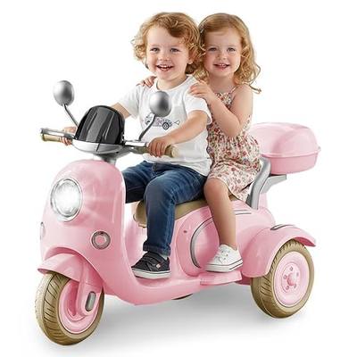 12V 2-Seater Ride on Motorcycle for Kids | Dual Motor Electric Scooter for Girls, 3-Wheel Electric Motorcycle with MP3 & Bluetooth, Suitable for Age 3-6 Years Old