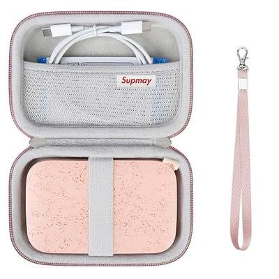 Hard Carrying Case for HP Sprocket Portable 2x3 Instant Color Photo Printer, Wireless Bluetooth Portable Printer, Storage Holder Bag with Mesh Pocket for Photo Paper, USB Cable, Rose Gold