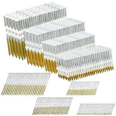 Therwen 800 Count 21 Degree Framing Nails Ring Shank Nails for Use in All Pressure Treated Lumber, Flat D Head, Galvanized, Plastic Row Fixed (2,2-1/2,3,3-1/2 Inch)