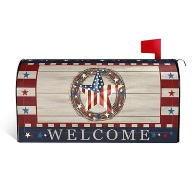 American Flag 4th of July Independence Day Patriotic Mailbox Cover Magnetic Letter Post Box Cove Wrap Decoration Memorial Day Welcome Home Garden Outdoor Yard Outside Farmhouse Home Decor 21" Lx 18" W