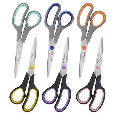 Scissors for Office School Supplies, Hnncugty 8"Scissors All Purpose 6 Pack | Sharp Shears Bulk Set for Home Craft Sewing Fabric Middle School Student Teacher Supplies, Comfort Grip Right/Left Handed