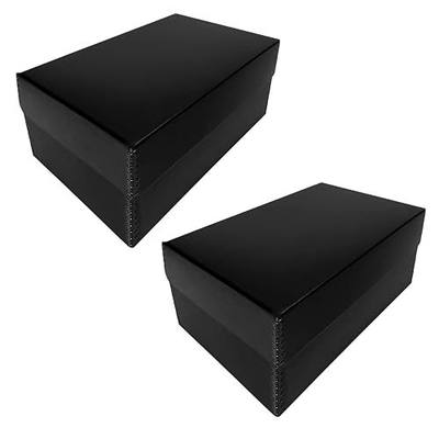 Lineco, Black Archival Hinged Lid Photo Box 5.5"x7.75"x12", 2 Pack | Holds Up to 1100 of 4x6 or 5x7 Pictures, Prints, Artworks. Preserve Documents, Art and Craft, Papers, Cards