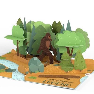 Lovepop Bigfoot Legend Pop Up Card - 3D Funny Sasquatch Greeting Card for Dad, Husband, Grandpa, Men (Father's Day) 5x7 with Envelope