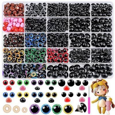 Fulasiteu 1100PCS Safety Eyes and Noses, Amigurumi Safety Eyes for Crocheting, Colorful Doll Crochet Eyes with Washers for Plush Animal, Crochet Toy, Stuffed Doll and Teddy Bear (Various Sizes)