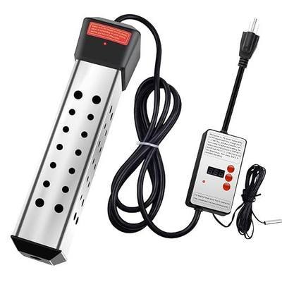 LOQOMI Immersion Water Heater, 2000W Portable, Stainless Steel Guard, Anti-scalding, Heats 5 Gallons in Minutes