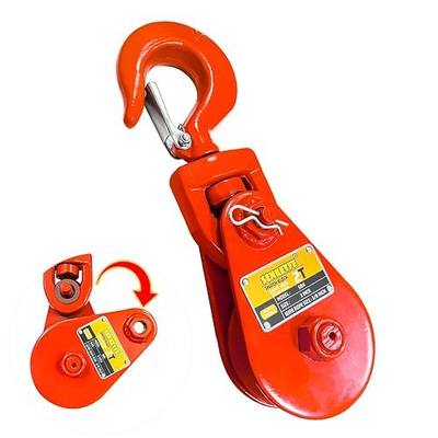 2 Ton Snatch Block with Hook, 3" Sheave for 3/8" Wire Ropes, Snatch Block Pulley for Tow Truck Rollback WreckerHauler, Winch Pulley, Winch Accessories,Red Color