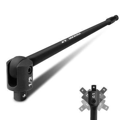 DURATECH 1/2" Drive 24-Inch Heavy Duty Breaker Bar with 240° Flex Head | Spring-loaded Detent Ball, CR-MO Head, Premium Black Phosphate Finish, Ideal for Industrial, Construction, and Mechanic Tasks