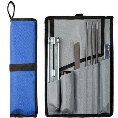 Chainsaw Sharpening File Kit, Chainsaw Chain Sharpener - 8 Packs - 3 Round Files(5/32-Inch, 3/16-Inch, 7/32-Inch), Flat File, Depth Gauge Tool, Filing Guide, Wood Handle, Travel Pouch