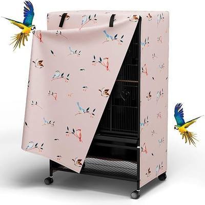 Tchvt Ultra Blackout Birdcage Cover, Max Light Blocking for Night Fright | Good Night,210D Oxford, Breathable, Machine Washable, Zipper Panel, Fits 19-38" Tall Cages,Calming Dark for Birds,Bird Design