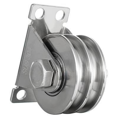 Double Groove Cable Fixed Pulley Block, Heavy Duty Stainless Steel, Bearing Inside, Good for Pulley Lifing System 1Pack