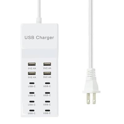 USB C Power Strip USB Charging Station 4 USB-A Ports and 8 USB-C Ports Multiple USB Charging Block with Auto-Detect Technology Compatible with Smart iPhone Tablet Laptop Multiple Devices