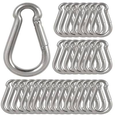 30Pcs 3” Safety Spring Snap Hook, M8 5/16" Carabiner Quick Link Snap Hooks for Camping Hiking, 500LBS Holding Capacity Heavy Duty Steel Carabiner Clip Buckle for Swing Hammock Gym Outdoor